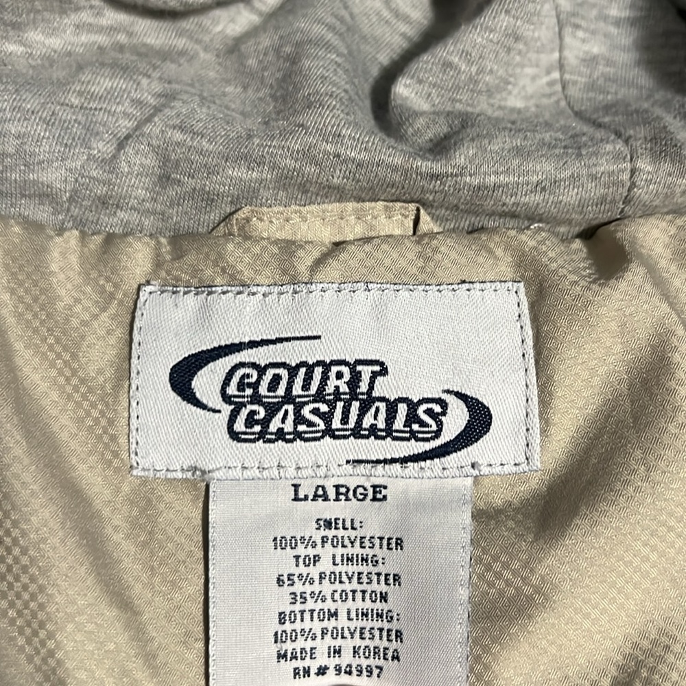 VINTAGE Court Casual Jacket Men’s Beige Large Track Zip Retro - Picture 6 of 7